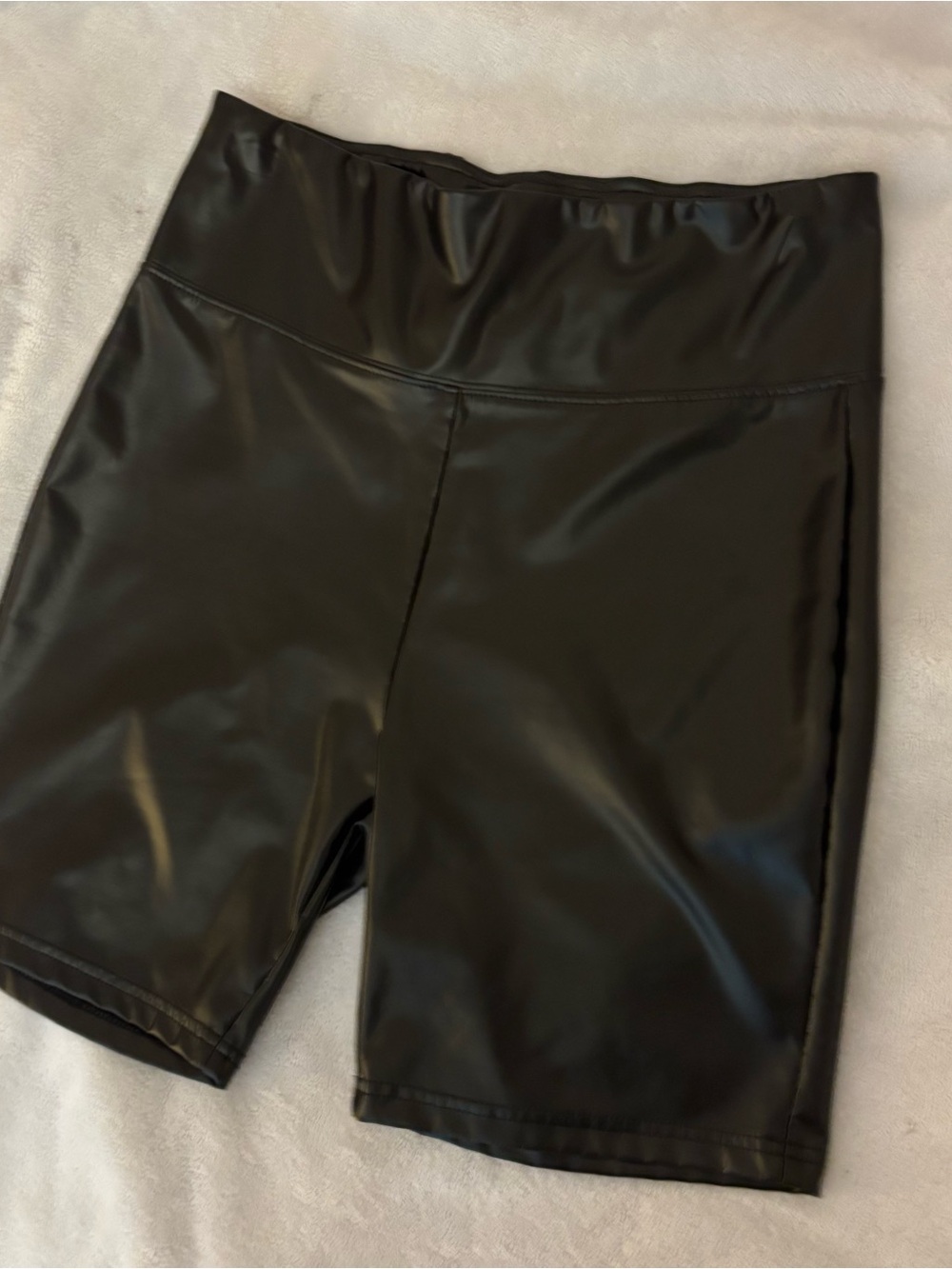 Akira Black High-Waist Faux Leather Bike Shorts